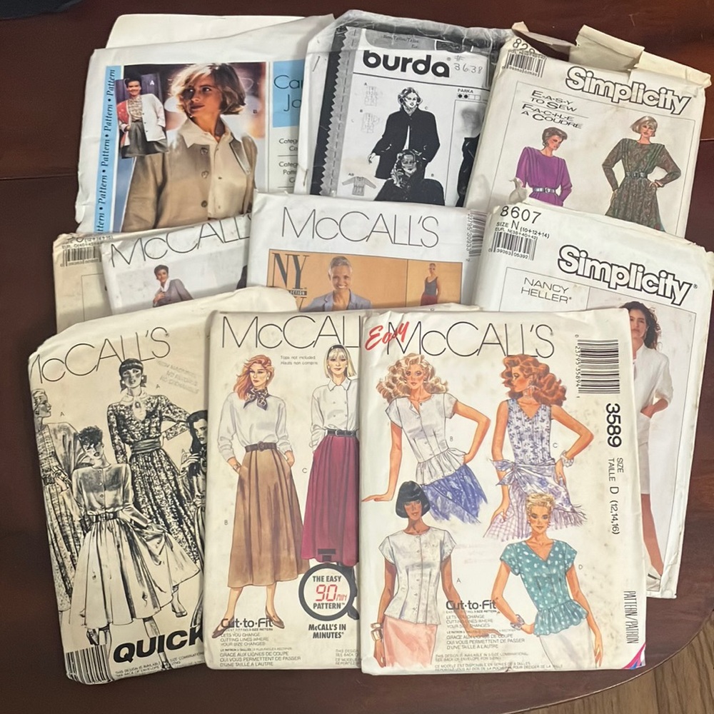 Lot of 10 Vintage Women’s Sewing Patterns Unsearched 1980s-90s